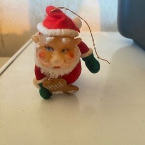 VTG Festive Santa Ornament with Gingerbread